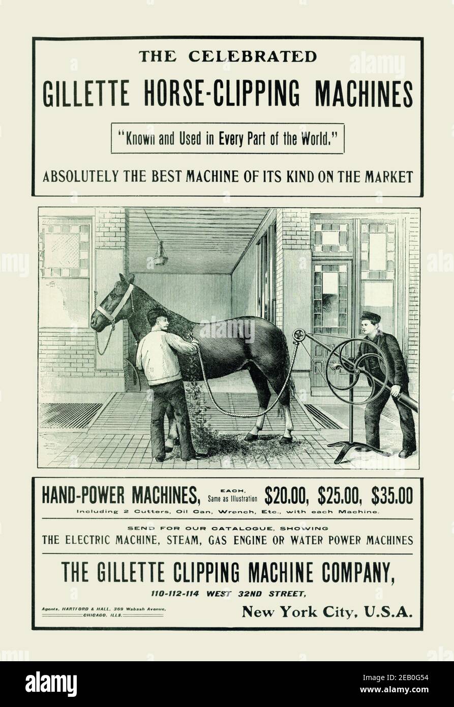 Celebrated Gillette Horse-Clipping Machines Stock Photo