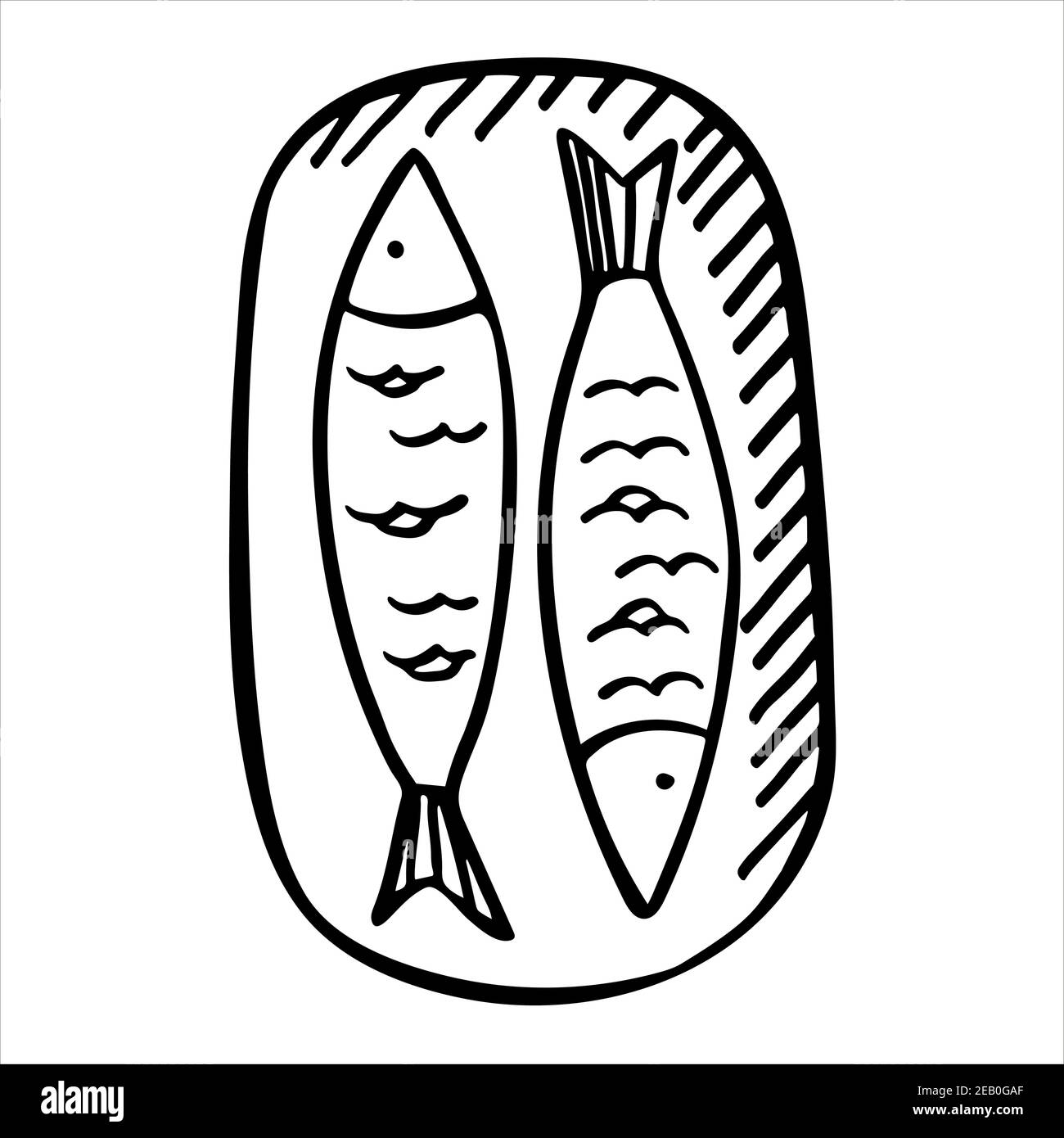 Tinned fish, hand drawn isolated vector illustration Stock Vector Image