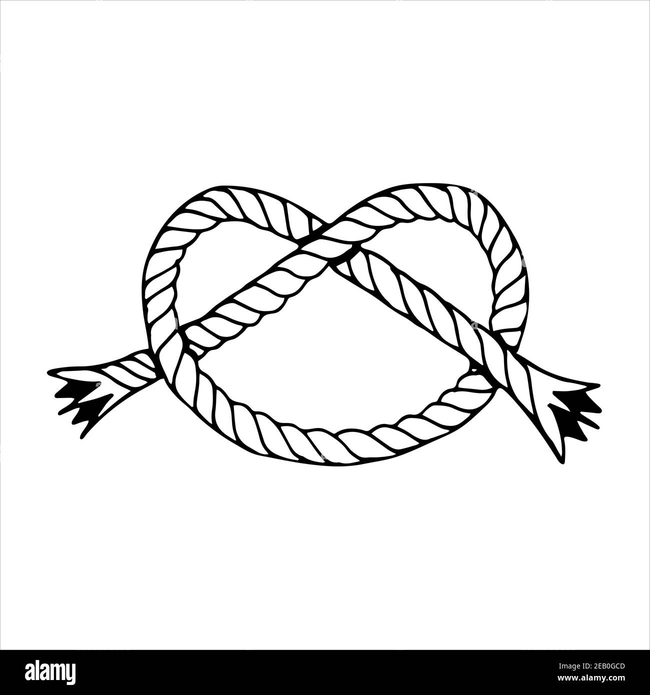 Overhand knot, hand drawn vector illustration Stock Vector