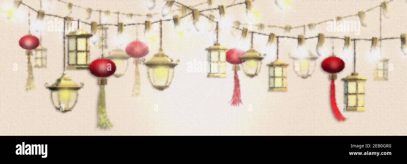 Chinese Lantern festival, new year, mid autumn decoration background ...