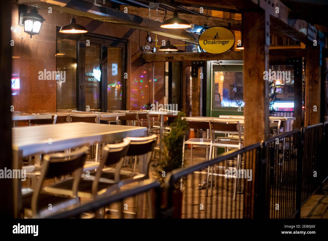 RESTAURANT PATIOS ARE EMPTY, DUE TO LOCKDOWN MEASURES DURING COVID19