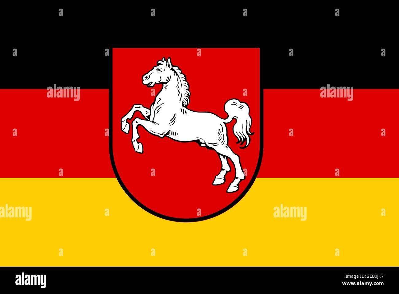 Official Large Flat Flag of Lower Saxony Horizontal Stock Photo