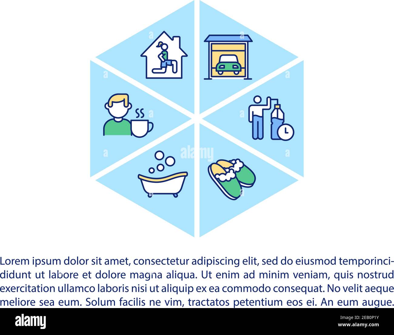 Home workout benefits concept icon with text Stock Vector