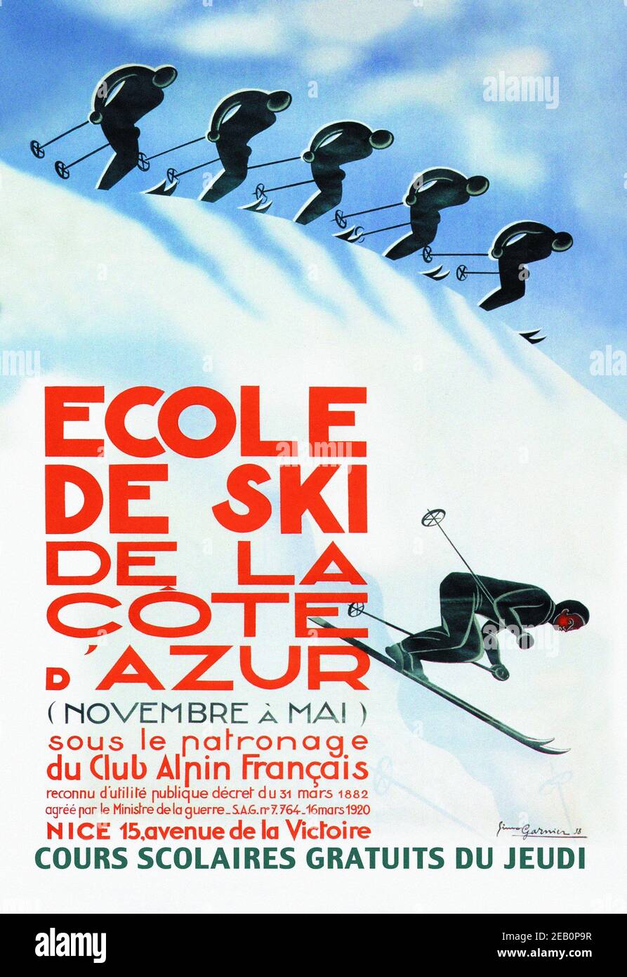 Ecole de Ski 1938 Stock Photo