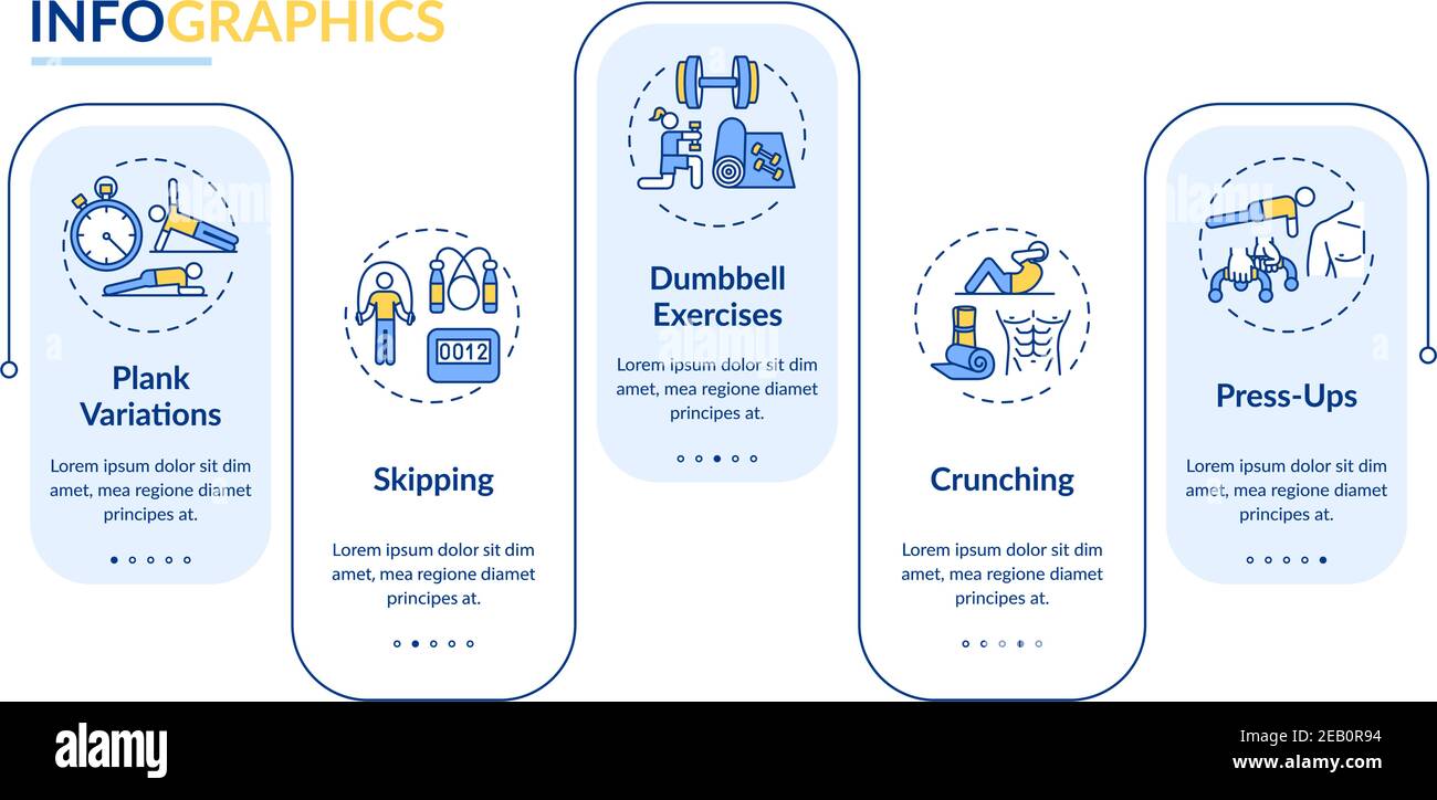 Best at home exercising vector infographic template Stock Vector