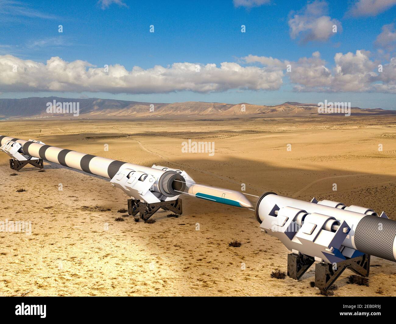 New speed train. 3d section of a pipe, tunnel. Futuristic technology for  high-speed transport of goods and passengers in low-pressure pipes.  Hyperloop Stock Photo - Alamy