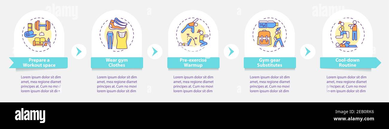 Home exercising tips vector infographic template Stock Vector