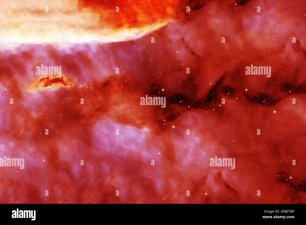 Space in red colors. Elements of this image were furnished by NASA. Stock Photo