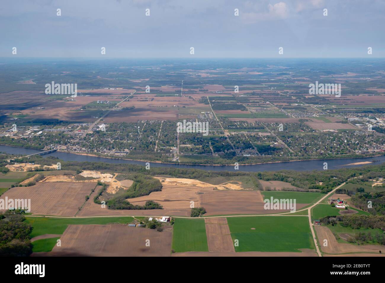 Aerial view of Sauk Prairie/Prairie du Sac/Sauk City, Sauk County