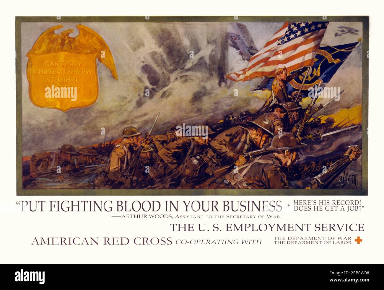 Put fighting blood in your business.  Here's his record! Does he get a Job! 1920 Stock Photo