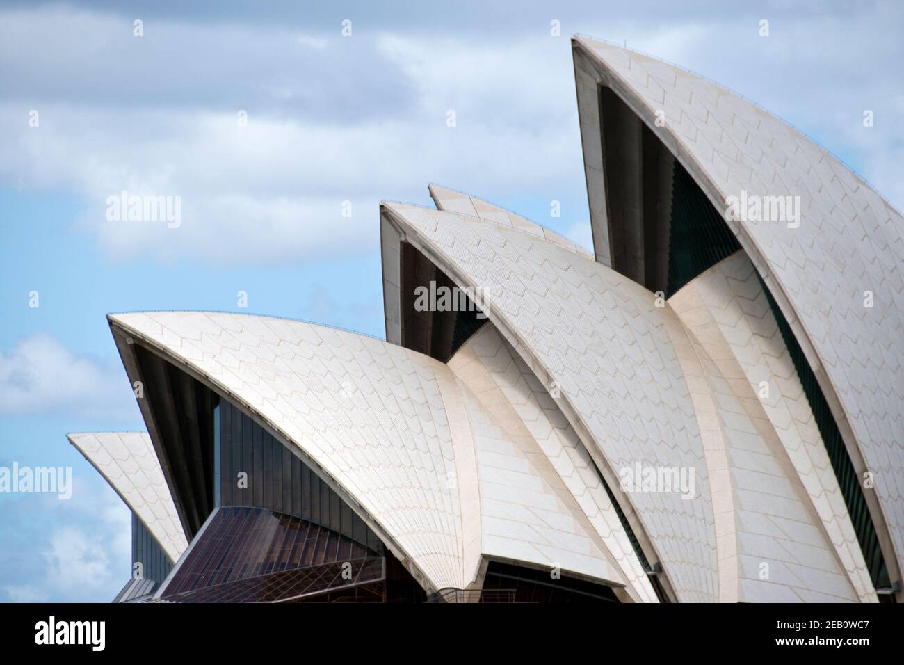 The “shells” of the Sydney Opera House, covered with white tiles ...
