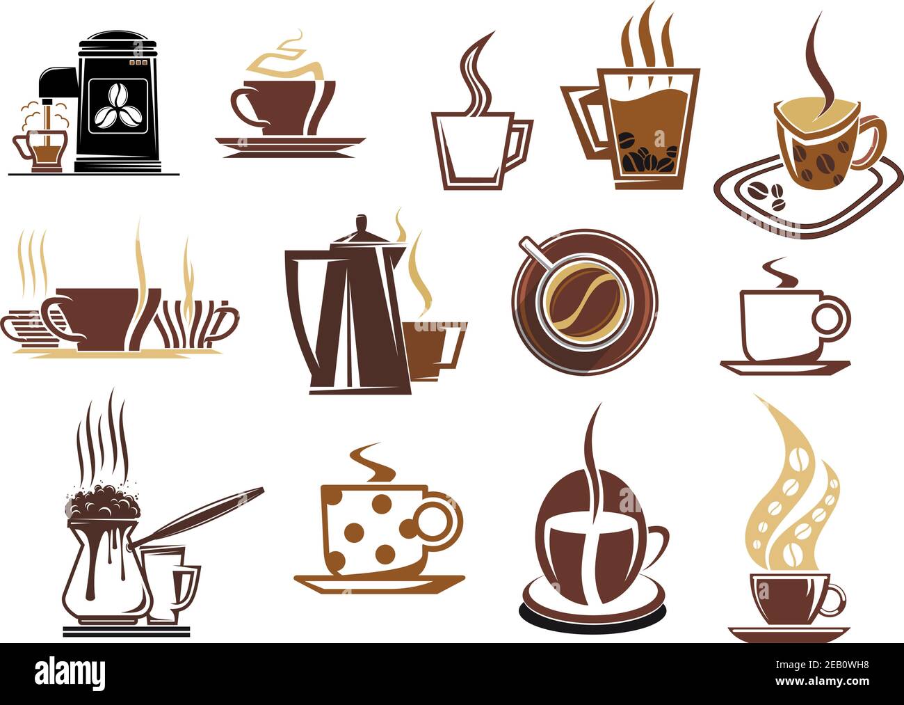 Coffee icons for cafe and restaurant menu, wrapped paper design with