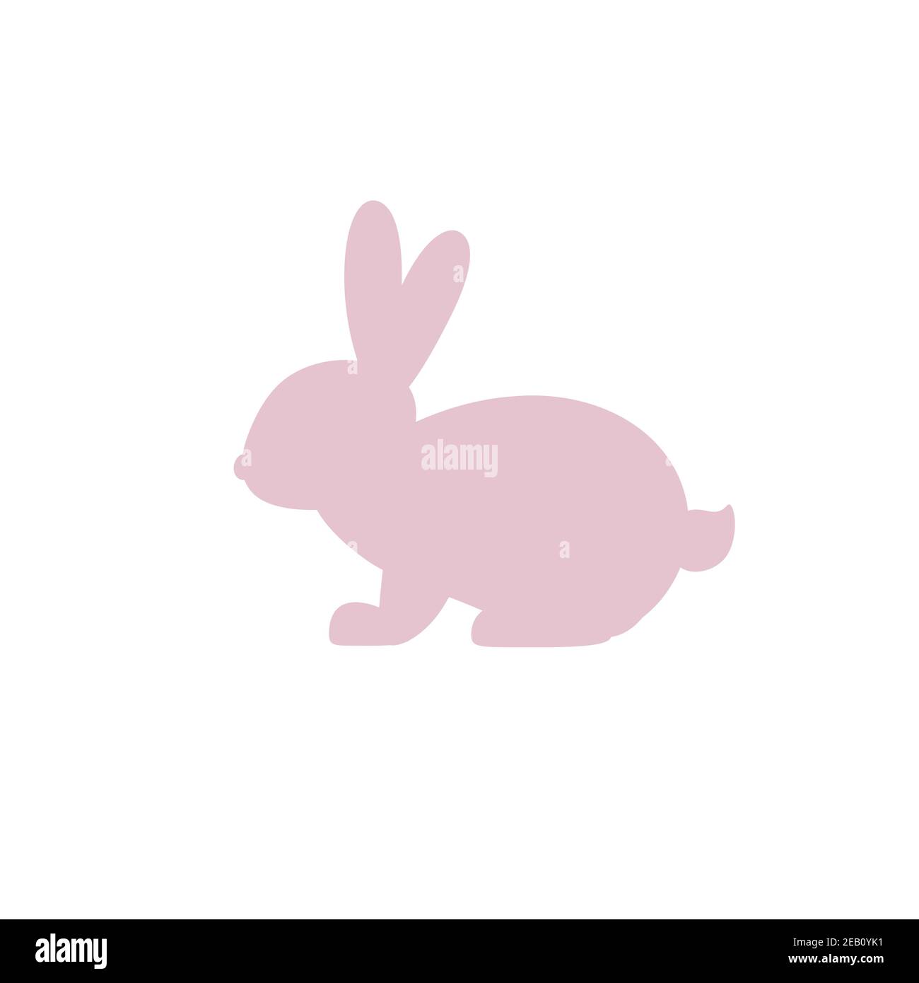 Vector icon with rabbit. Pink rabbit on white background. Easter bunny ...