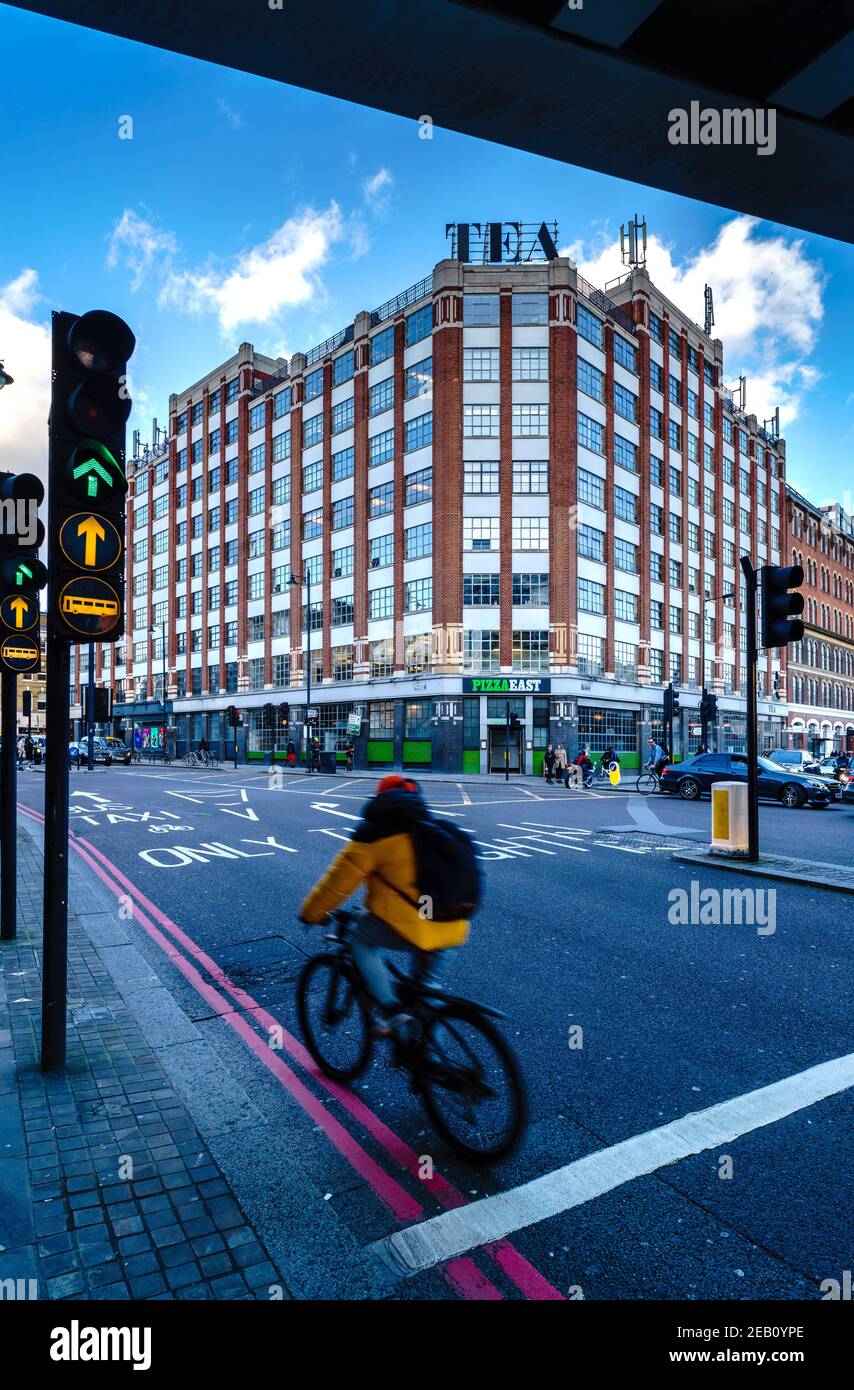 The Tea Building Shoreditch London at 56 Shoreditch High St. Opened in 1933 as a factory for Liptons Tea, now a hub for Fintech & creative industries. Stock Photo