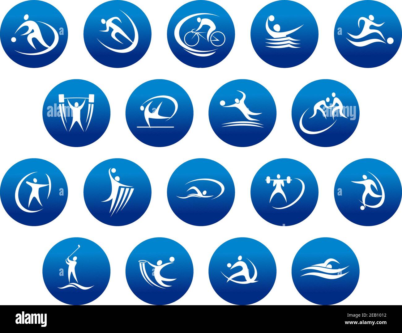 Athletics and team sport icons or symbols for sporting and fitness