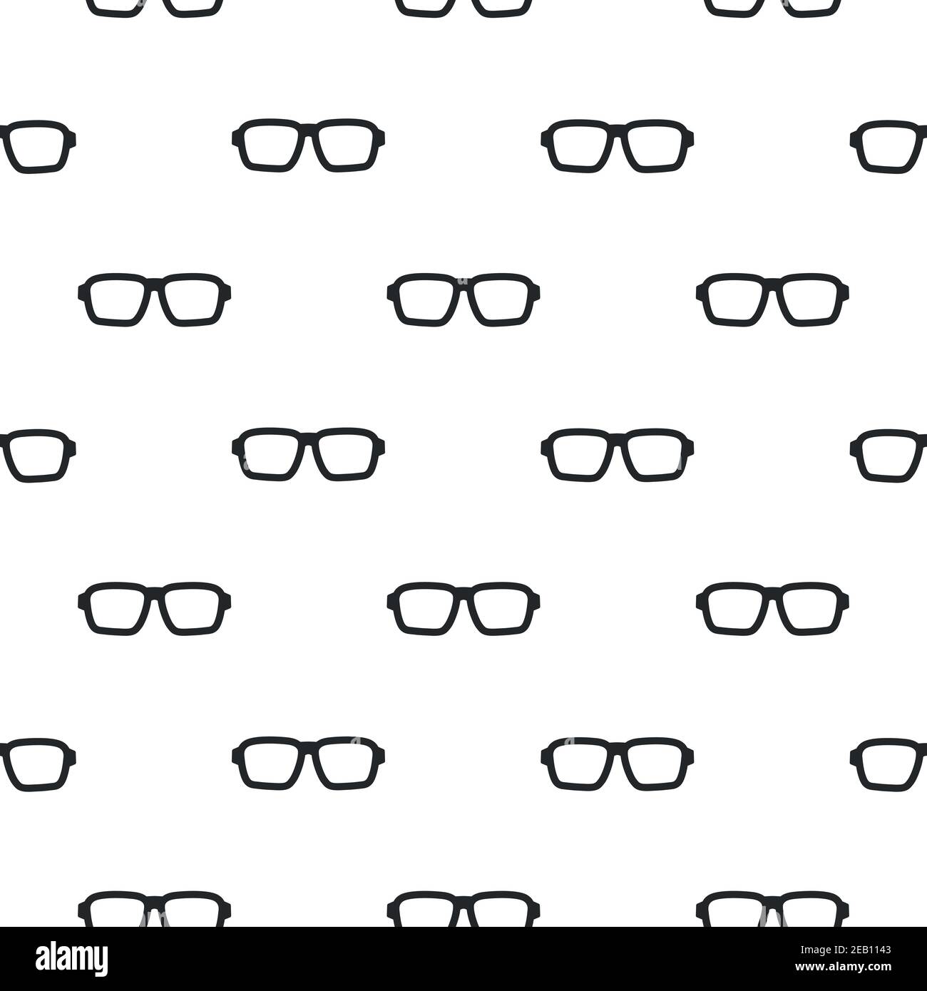 Seamless pattern with black Hipster Glasses. Unisex sunglasses texture. Vector illustration. Black and white background Stock Vector