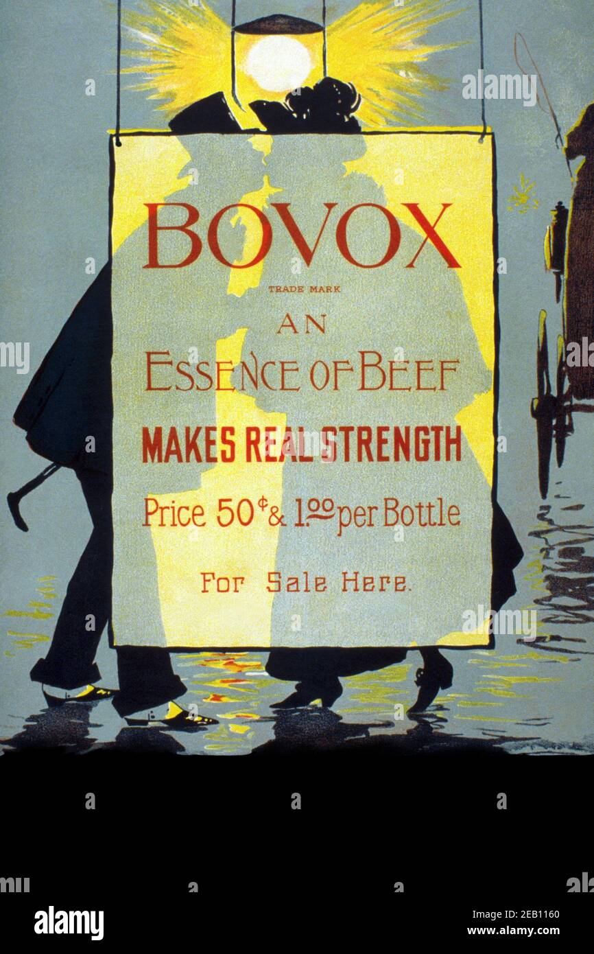 Bovox trademark - an essence of beef Makes real strength 1895 Stock Photo