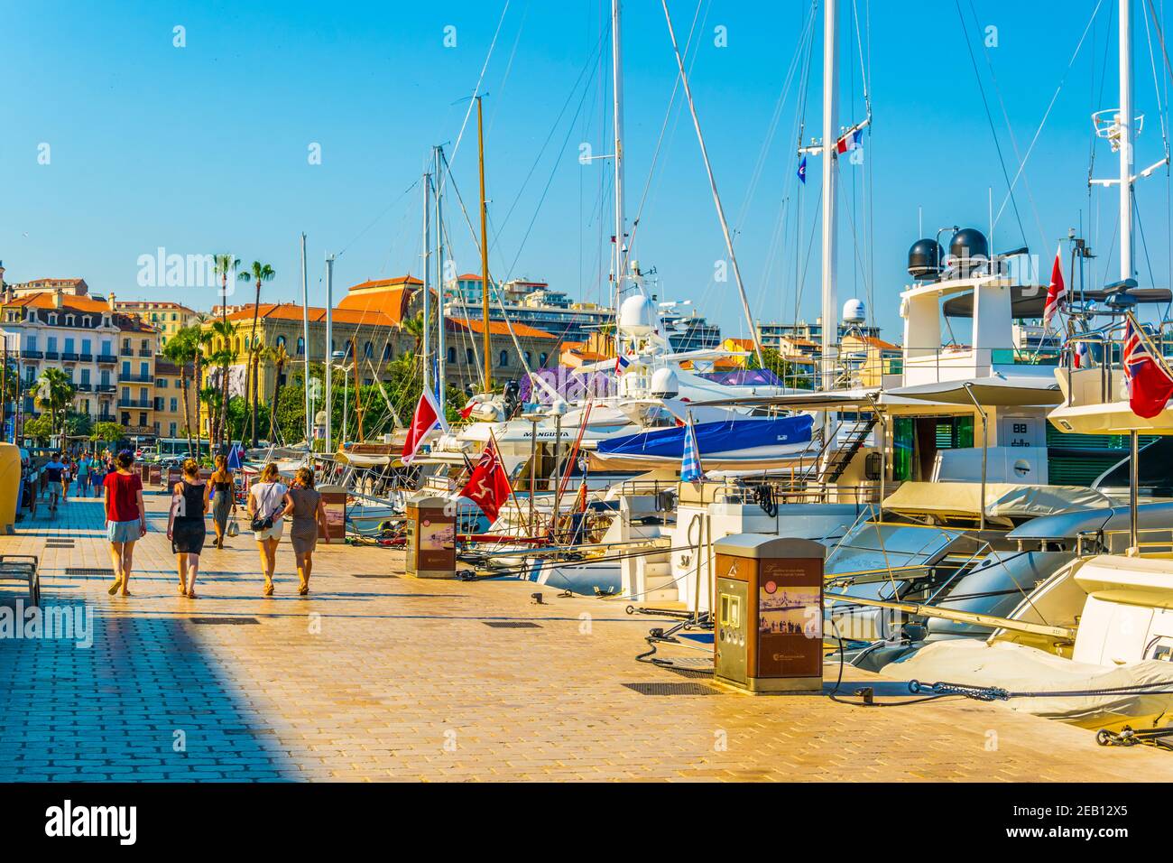 CANNES, FRANCE, JUNE 12, 2017 People are strolling through port in