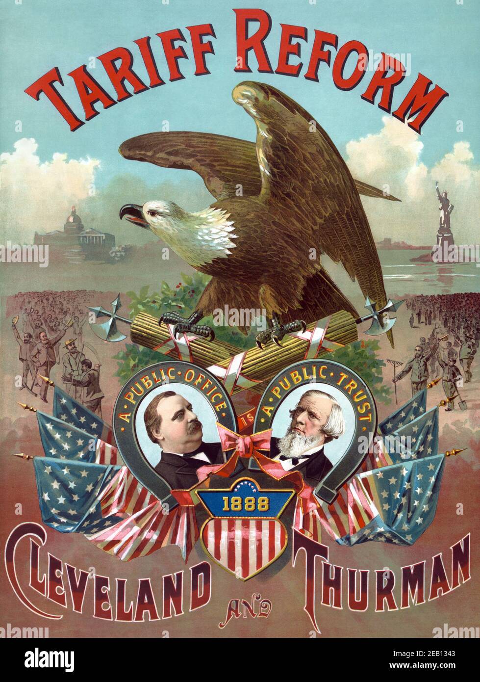 Tariff Reform. Cleveland and Thurman 1888 Stock Photo