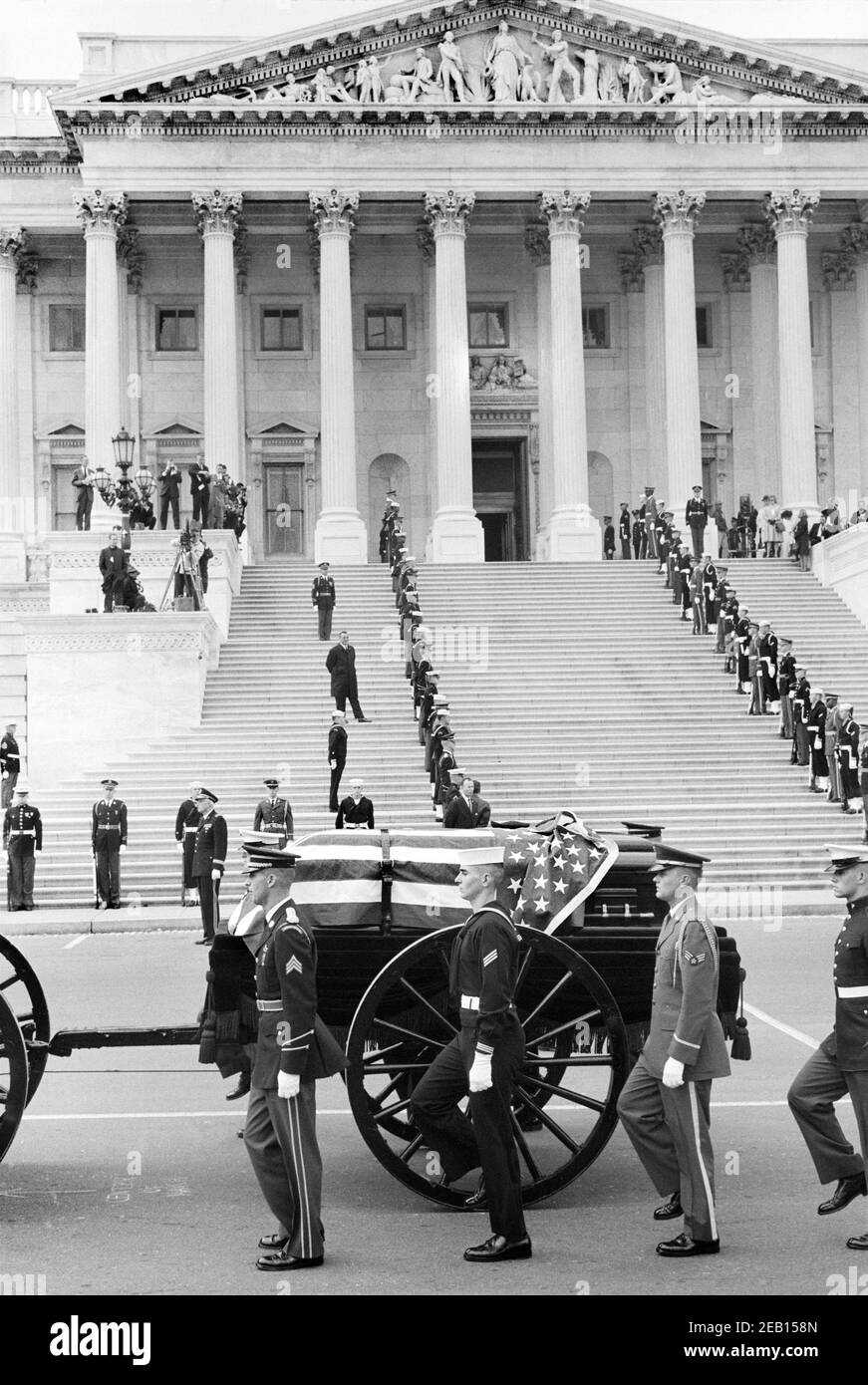 Former U.S. President Herbert Hoover's Casket, U.S. Capitol Building, Washington, D.C., USA, Warren K. Leffler, October 23, 1964 Stock Photo