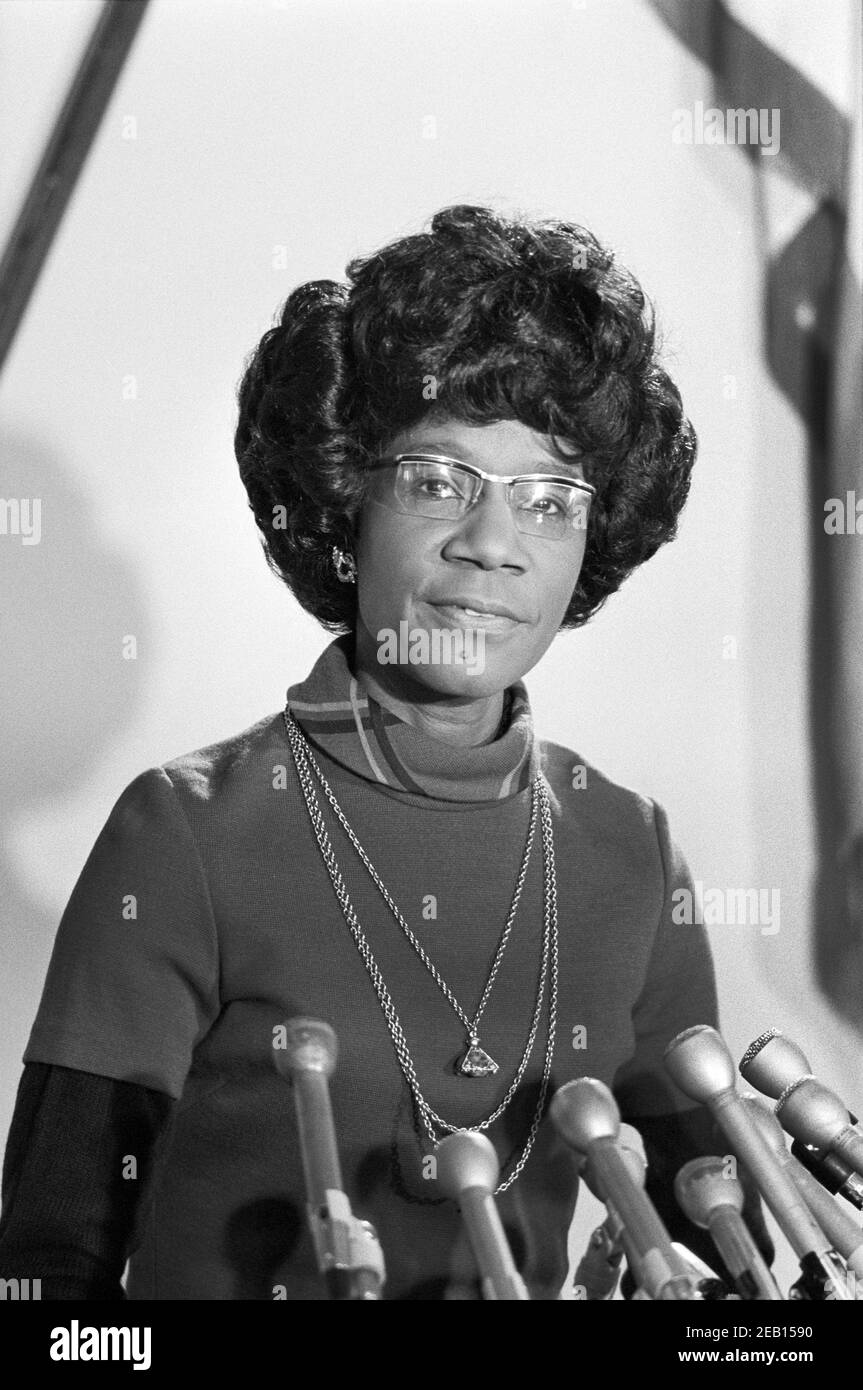 New York State Congresswoman Shirley Chisholm at Black Caucus State of the Union event, Washington, D.C., USA, Warren K. Leffler, January 31, 1973 Stock Photo