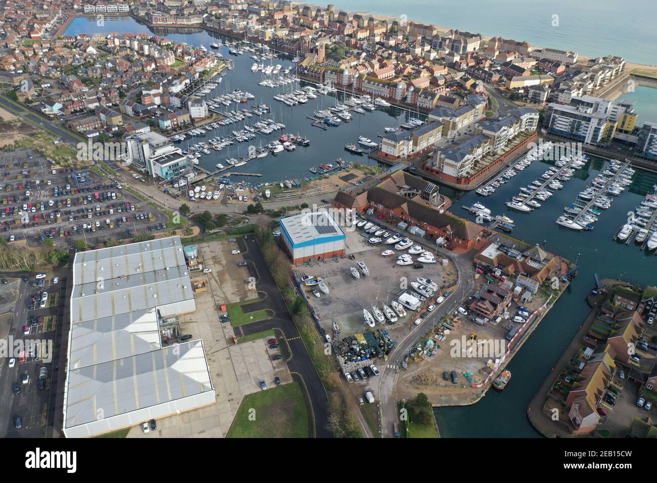 Aerial view of Sovereign Harbour, Eastbourne, Sussex UK Stock Photo Alamy