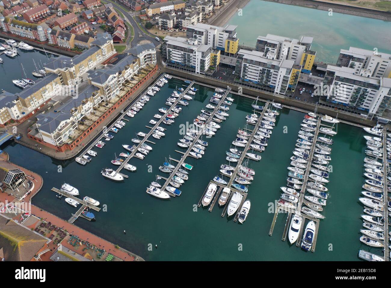 Aerial view of Sovereign Harbour, Eastbourne, Sussex UK Stock Photo Alamy