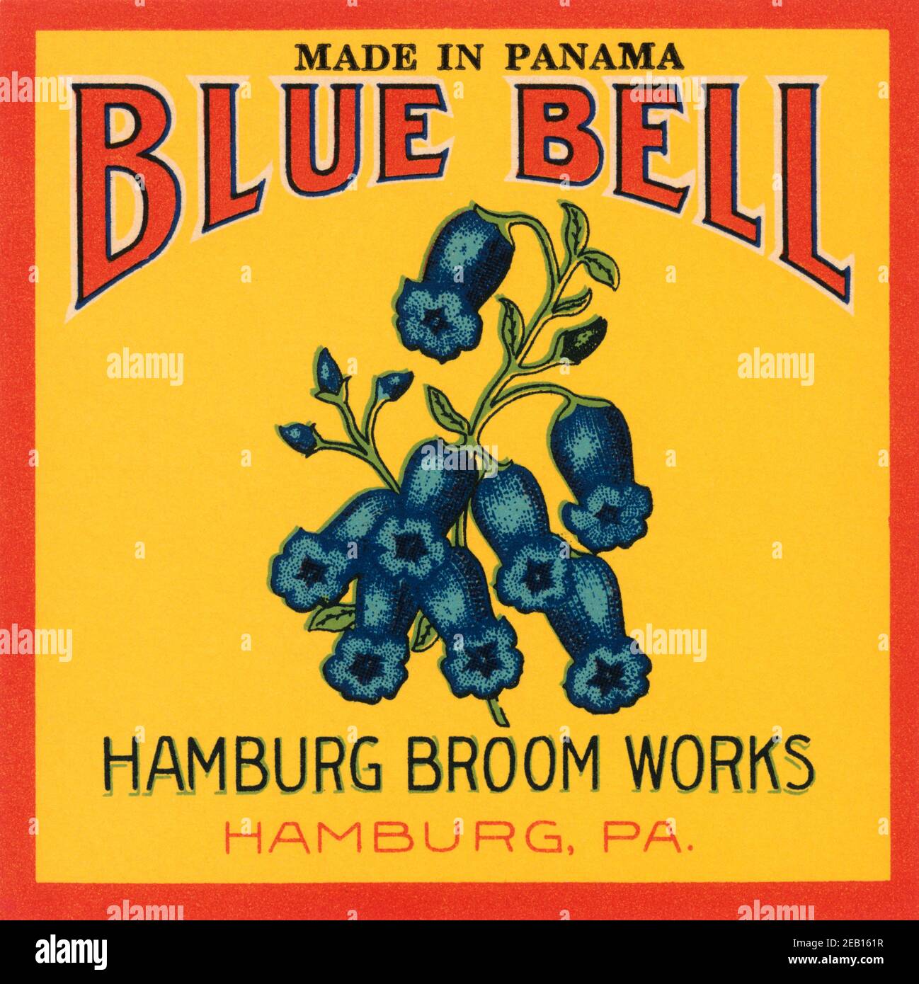 Blue Bell Broom Label Stock Photo Alamy