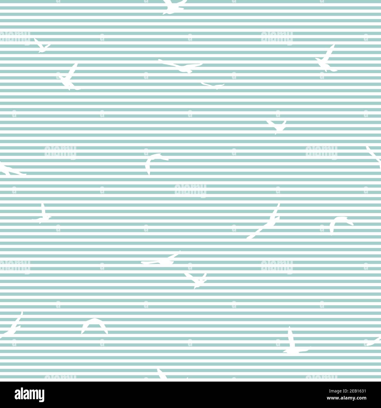 Seamless abstract pattern with flying birds on blue stripes. white ...