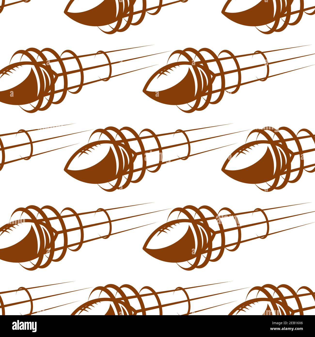 Seamless sporting background of brown leather rugby balls flying