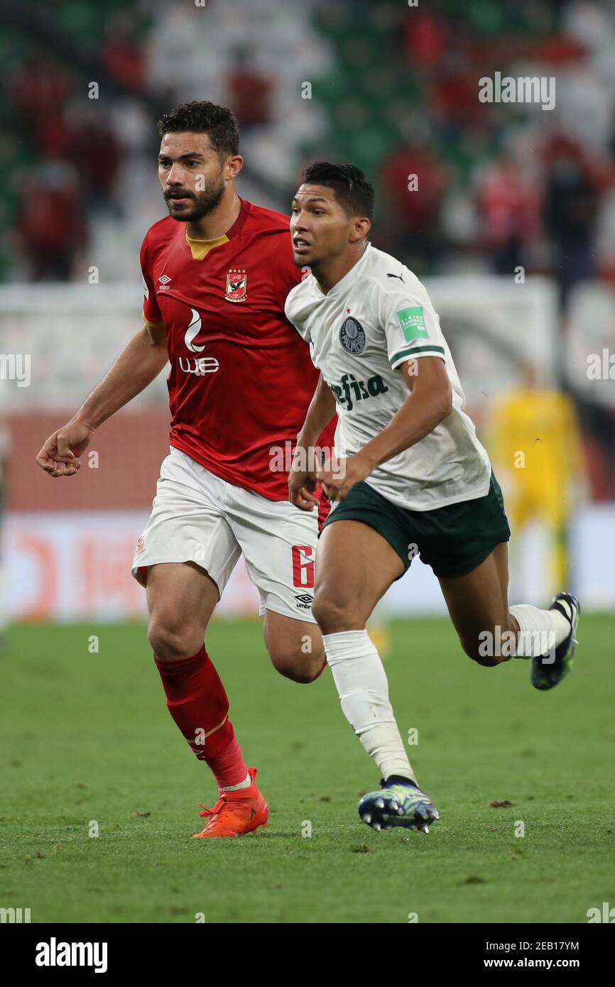 DOHA, QATAR - FEBRUARY 11: Rony of Palmeiras and Yasser Ibrahim of Al ...