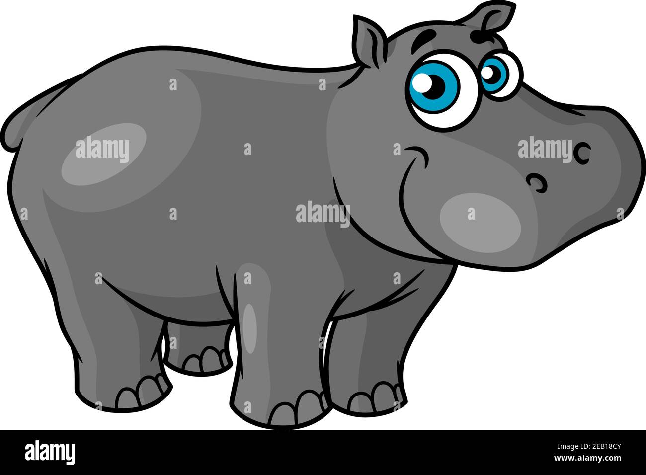 Cute Cartoon Baby Hippo With Blue Eyes And A Happy Smile Suitable For Kids Book Design Stock Vector Image Art Alamy