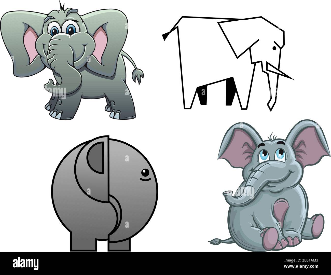 Cute cartoon baby elephants , two in profile and two facing with happy  smiles and flapping ears Stock Vector Image & Art - Alamy