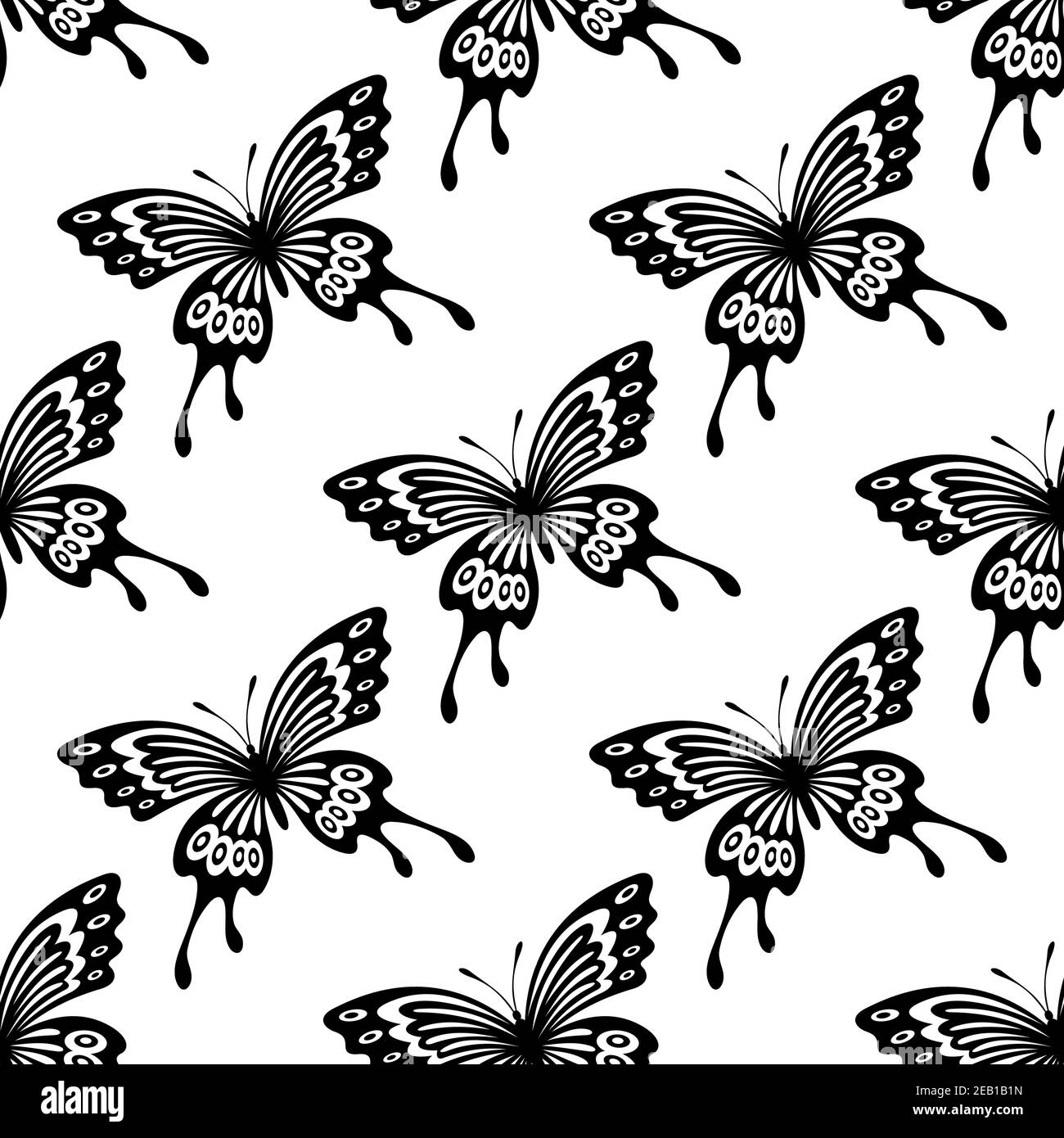 Realistic Blue And White Butterflies Seamless Pattern On Black Background  Royalty Free SVG Cliparts Vectors And Stock Illustration Image  137940794
