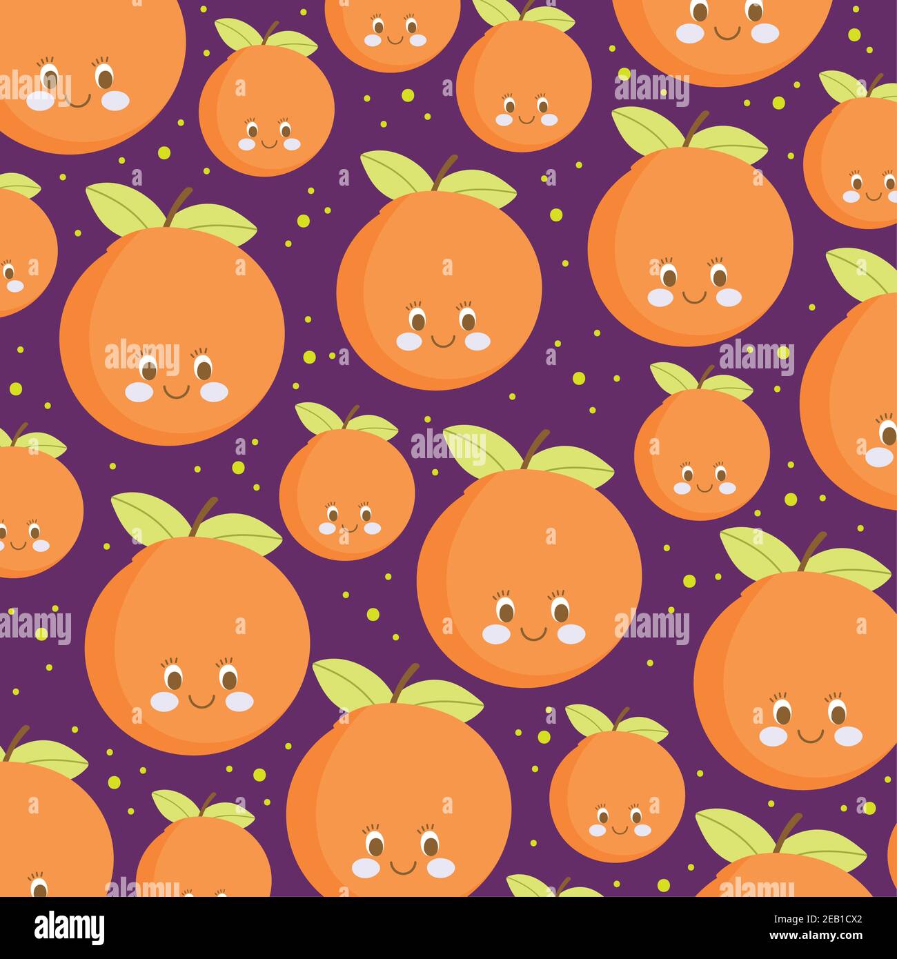 food pattern funny happy cartoon citrus orange fruits vector ...