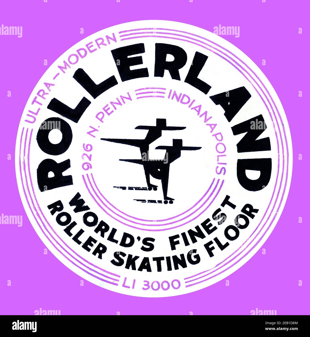 Rollerland: World's Finest Roller Skating Floor 1950 Stock Photo