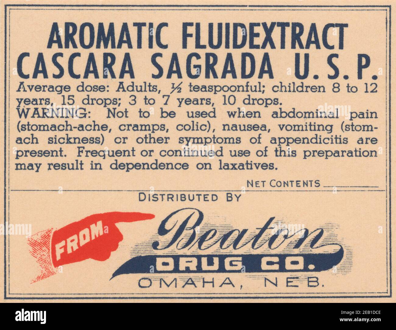 Aromatic Fluid Extract Cascara Sagrada U.S.P. 1920 Stock Photo - Alamy