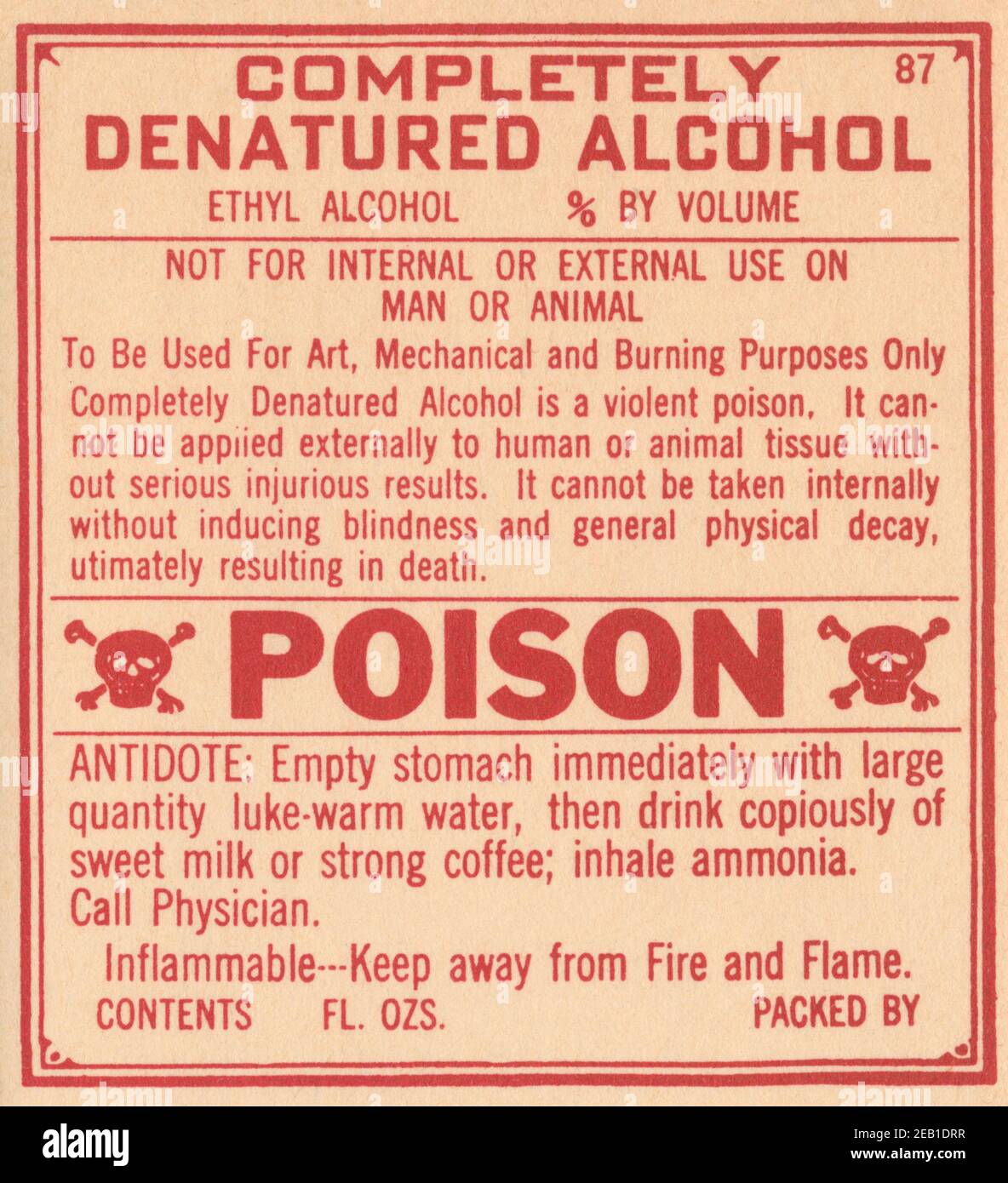 Completely Denatured Alcohol 1920 Stock Photo Alamy