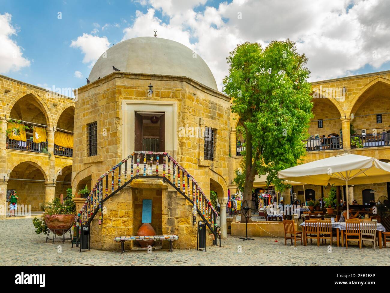 LEFKOSA, CYPRUS, AUGUST 29, 2017 View of a former merchant hotel