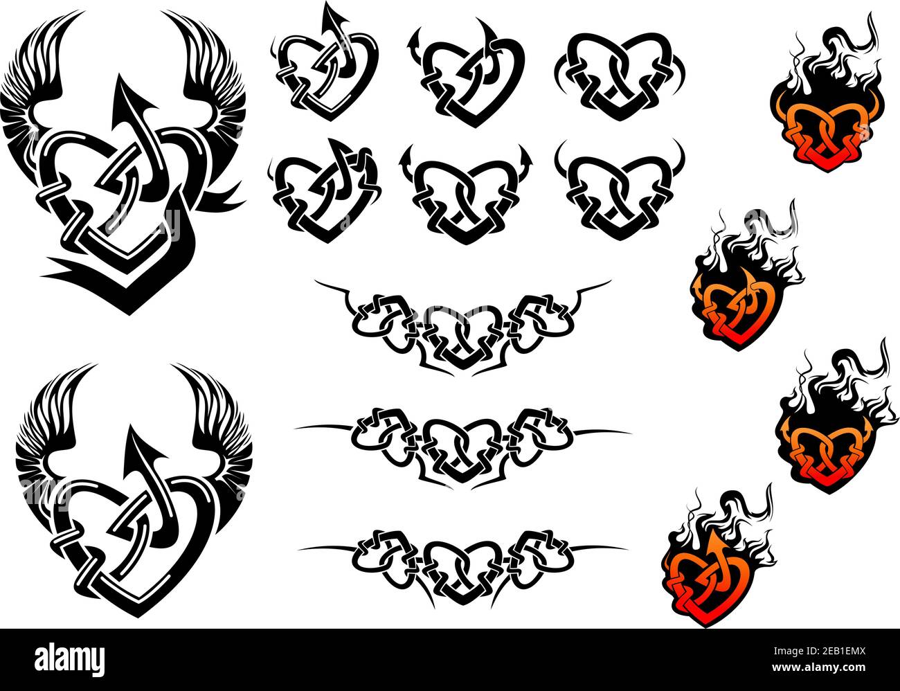 Flaming Heart Tattoo Stencil