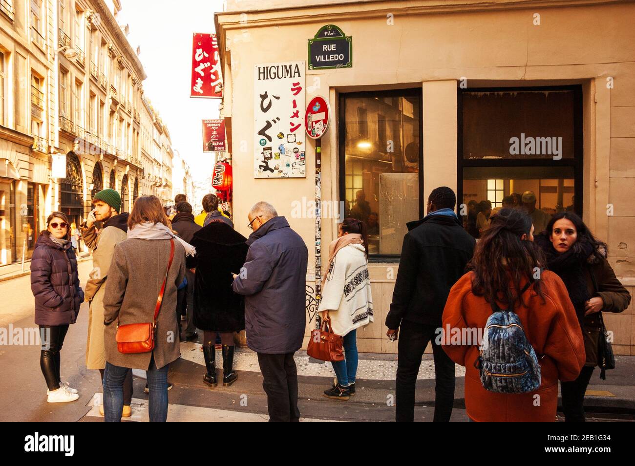 Paris, France. People waiting to enter to Higuma, one of the popular