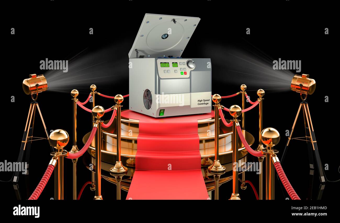Lab Podium Podium with laboratory centrifuge, 3D rendering isolated on white ...