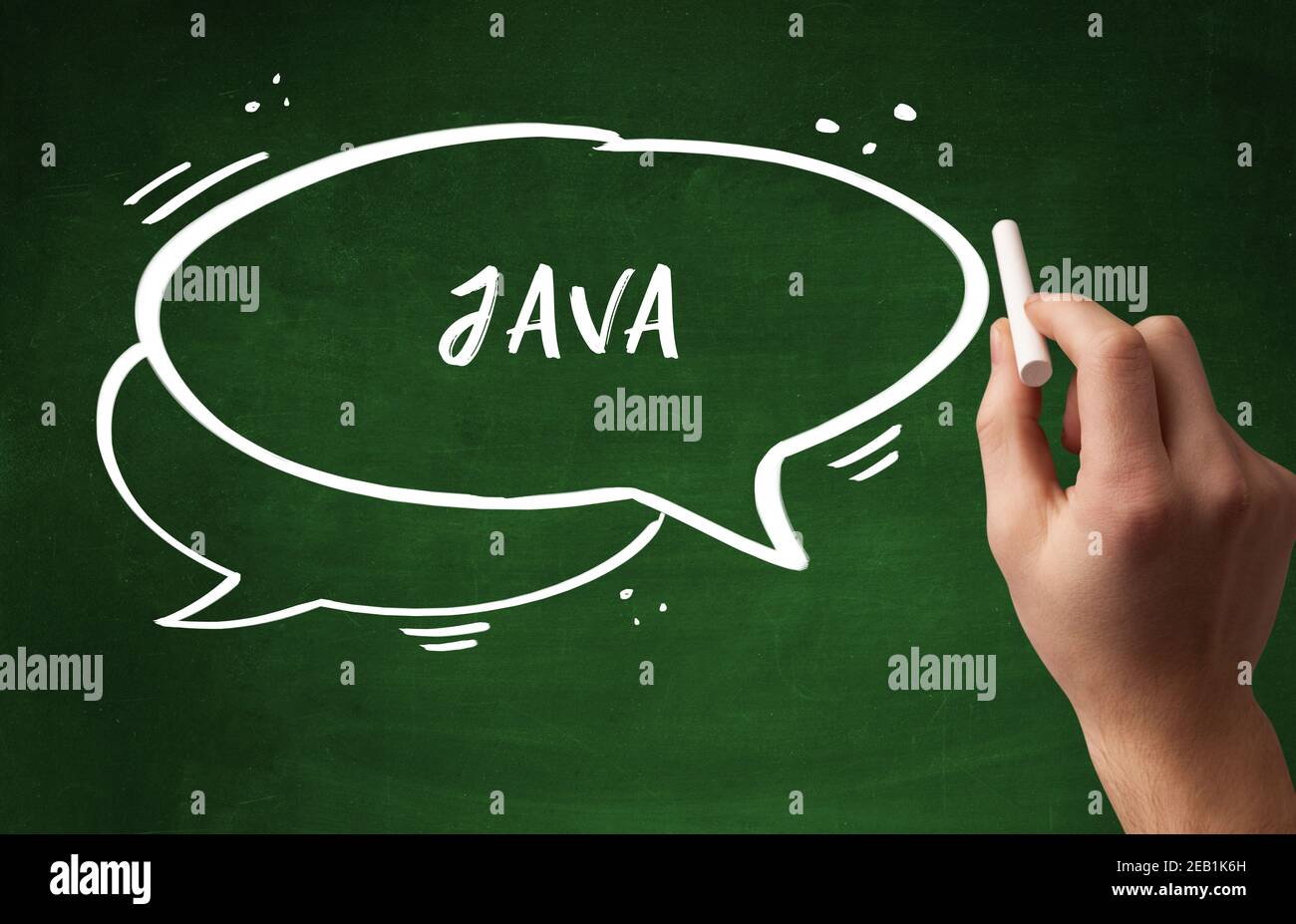 Hand drawing JAVA abbreviation with white chalk on blackboard Stock ...