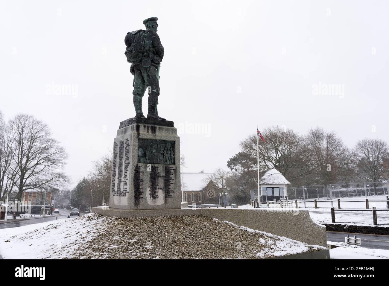 Snow blanked the war memorial on The Vine in Sevenoaks, Kent, England Stock Photo
