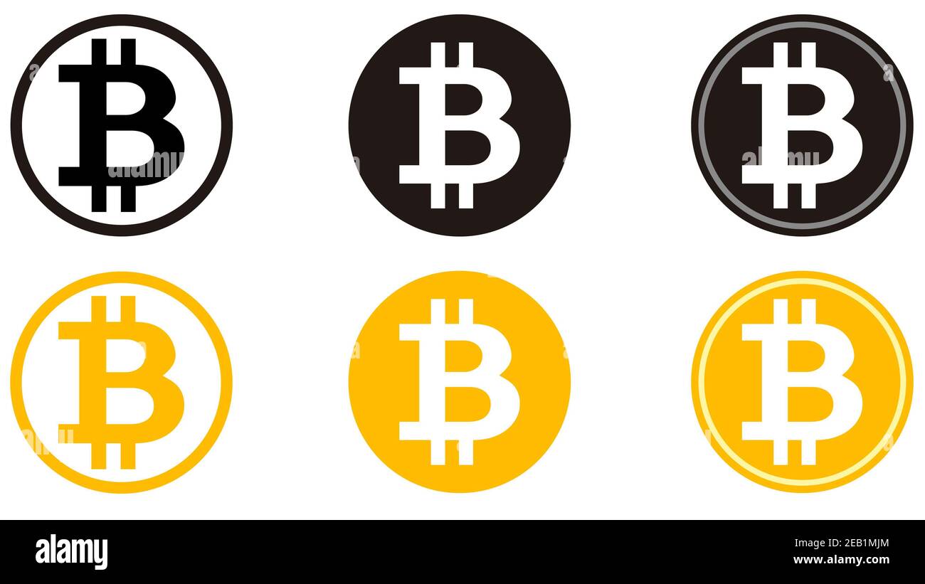 Set of bitcoin icon illustrations isolated on a white background Stock ...