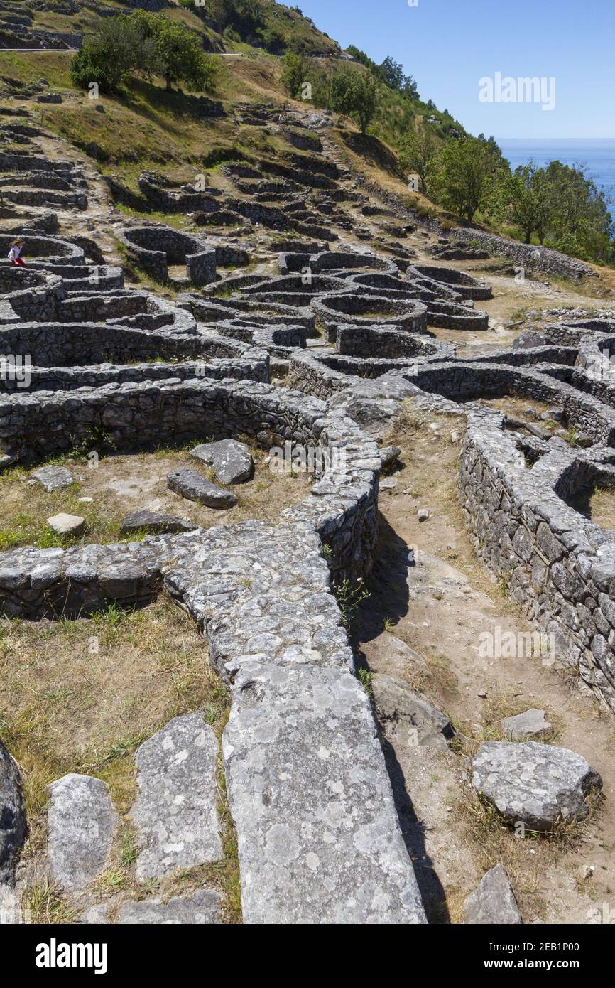 Ruins of the ancient Celtic village by the sea in Santa Tecla, Galicia, Spain Stock Photo