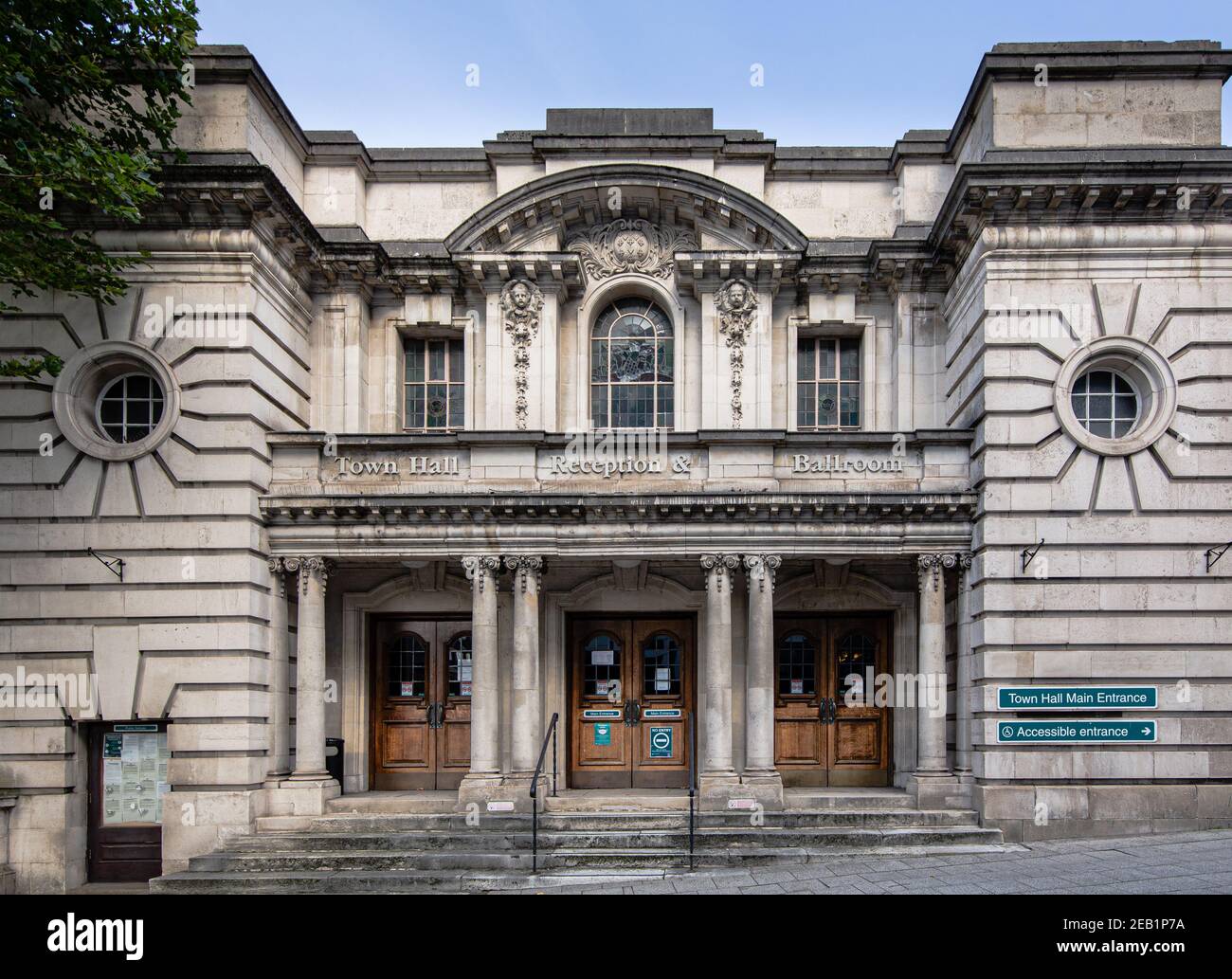 Entrance/Reception for Stockport Town Hall / Ballroom.  The architecture is English Baroque.  Stockport, England, Uk Stock Photo