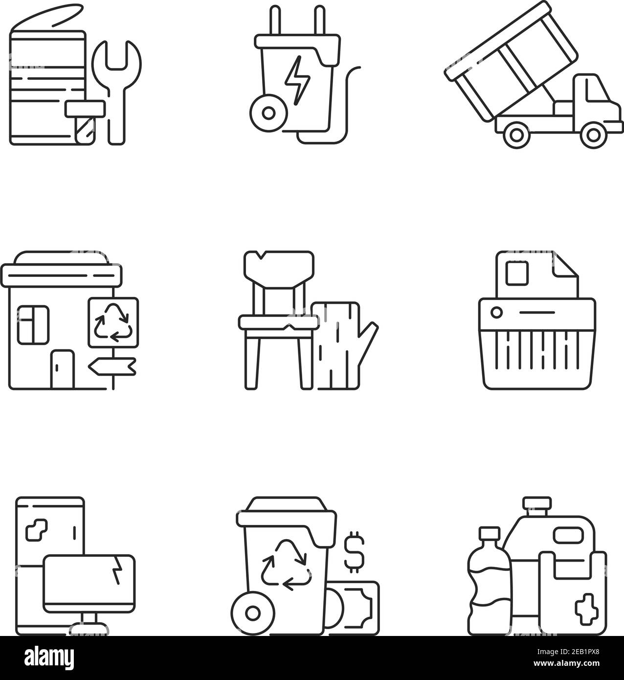 Garbage collection linear icons set Stock Vector Image & Art - Alamy