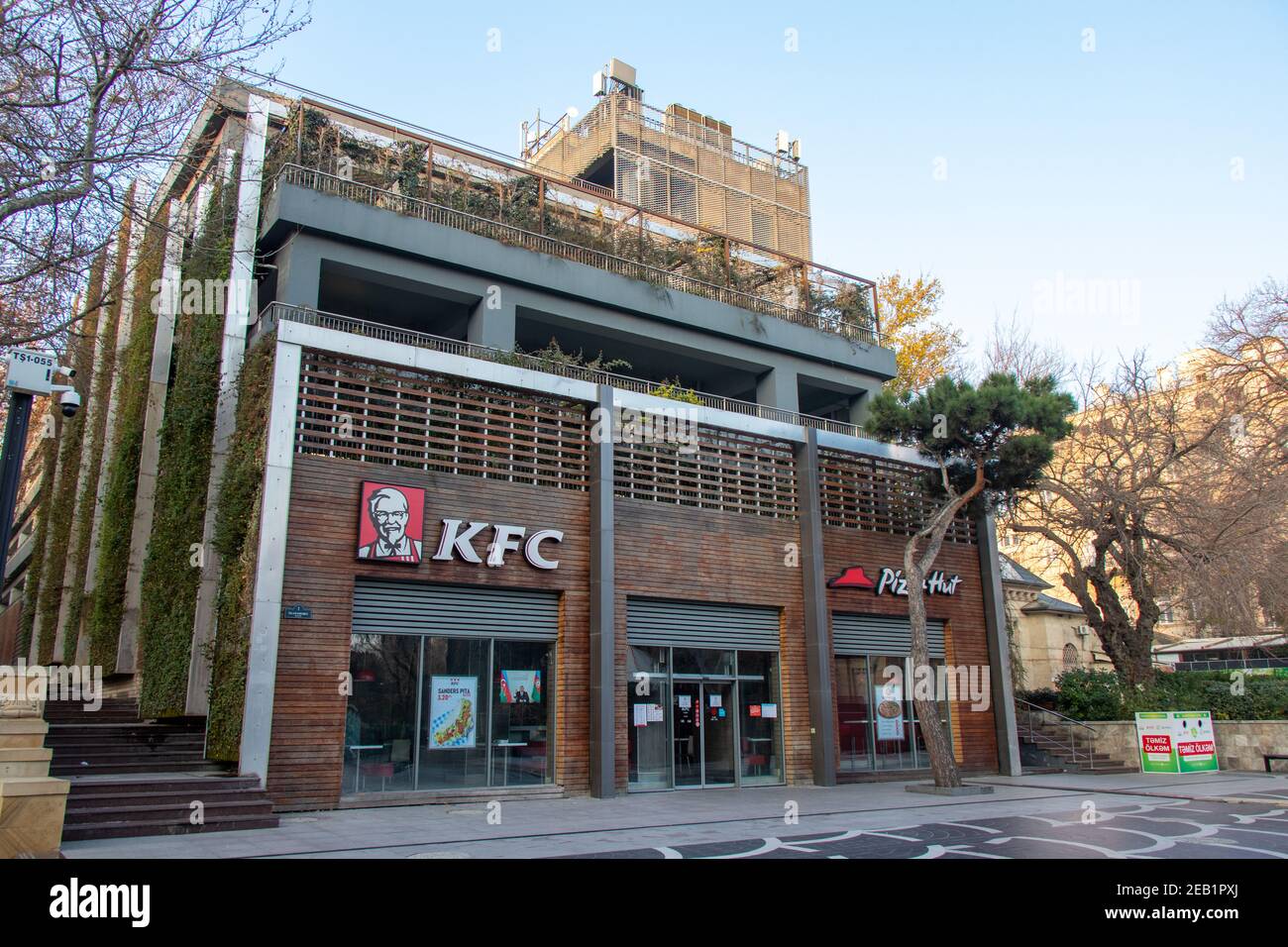 Baku - Azerbaijan: 2 January 2021. KFC fast food restaurant. Kentucky Fried Chicken KFC is the world's second largest restaurant. Online Stock Photo