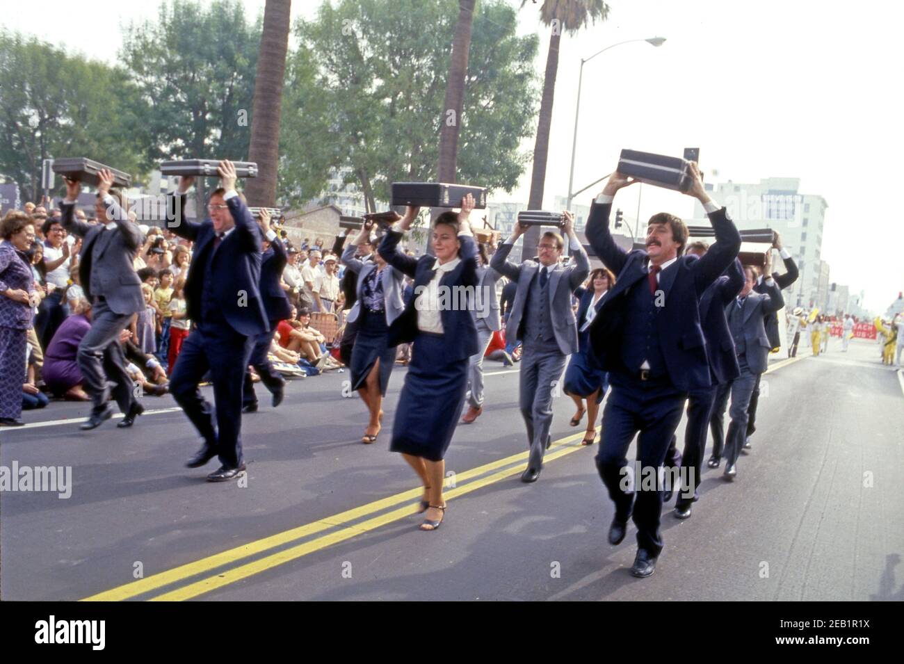 The Precision Brief Case Drill Team from the original Doo Dah Parade in Pasadena, CA Stock Photo
